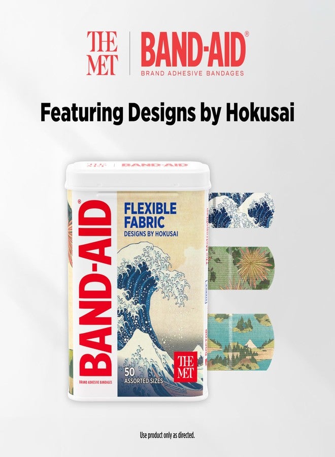 BAND-AID Brand Flexible Fabric Adhesive Bandages Featuring Designs by Katsushika Hokusai, Comfortable Sterile Protection & First Aid for Minor Wound Care, Collectible Metal Tin, Assorted Sizes, 50 Ct - Image 4