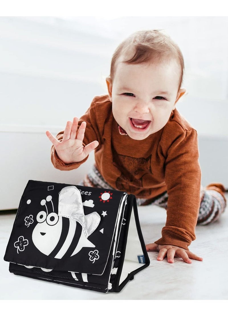 SYOSI Soft Cloth Baby Book Toy, Black and White Cloth Books Tummy Time Mirror for Babies Toys for Infants High Contrast Baby Toys for Newborn - Baby Sensory Toys - Best Gift for 0 3 6 9 Months Baby - Image 5