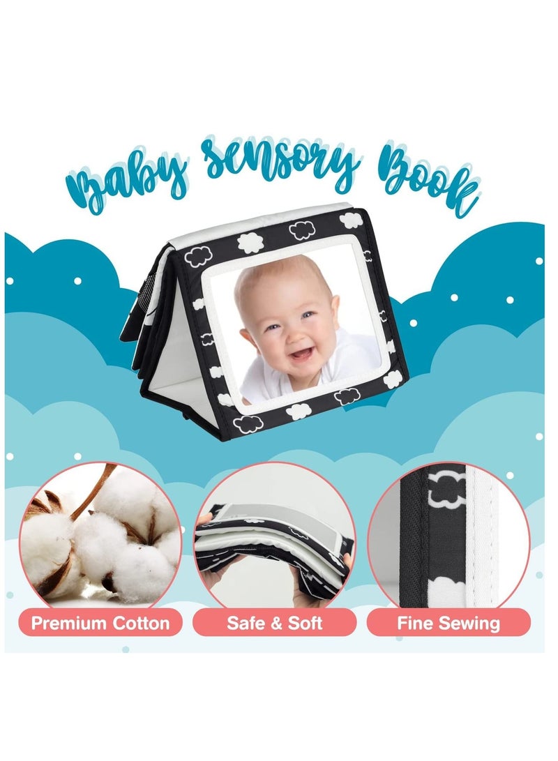 SYOSI Soft Cloth Baby Book Toy, Black and White Cloth Books Tummy Time Mirror for Babies Toys for Infants High Contrast Baby Toys for Newborn - Baby Sensory Toys - Best Gift for 0 3 6 9 Months Baby - Image 2