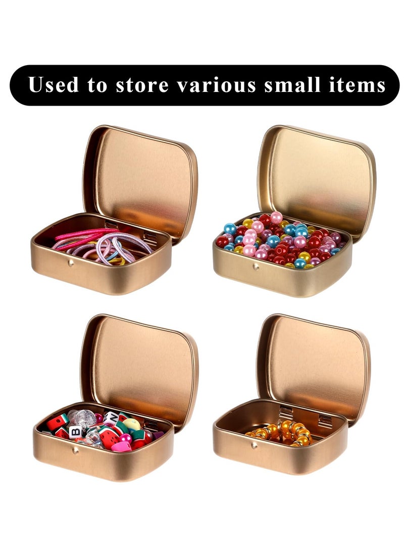 SOLARAE Hinged Tin Boxes with Lid, 4 Pieces Rectangular Tin Box Containers Small Metal Storage Box Portable Stash Box Empty Metal Tins with Lids for Candy Cookiesjewelry Beads Key Earrings Organizer, Gold - Image 4
