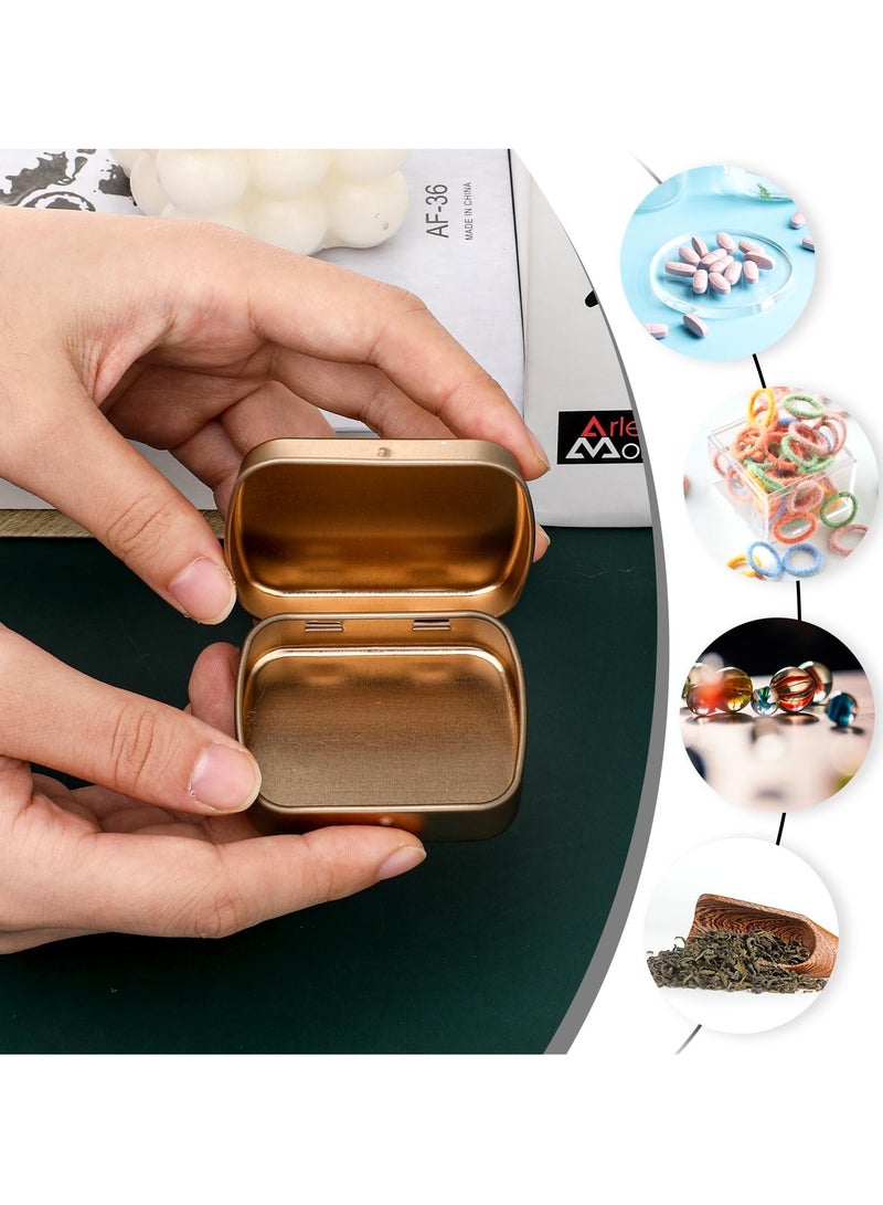 SOLARAE Hinged Tin Boxes with Lid, 4 Pieces Rectangular Tin Box Containers Small Metal Storage Box Portable Stash Box Empty Metal Tins with Lids for Candy Cookiesjewelry Beads Key Earrings Organizer, Gold - Image 5