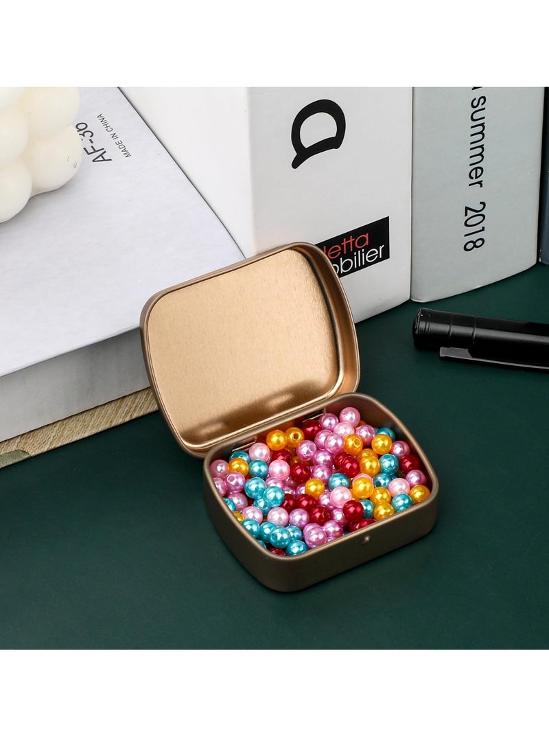 SOLARAE Hinged Tin Boxes with Lid, 4 Pieces Rectangular Tin Box Containers Small Metal Storage Box Portable Stash Box Empty Metal Tins with Lids for Candy Cookiesjewelry Beads Key Earrings Organizer, Gold - Image 2