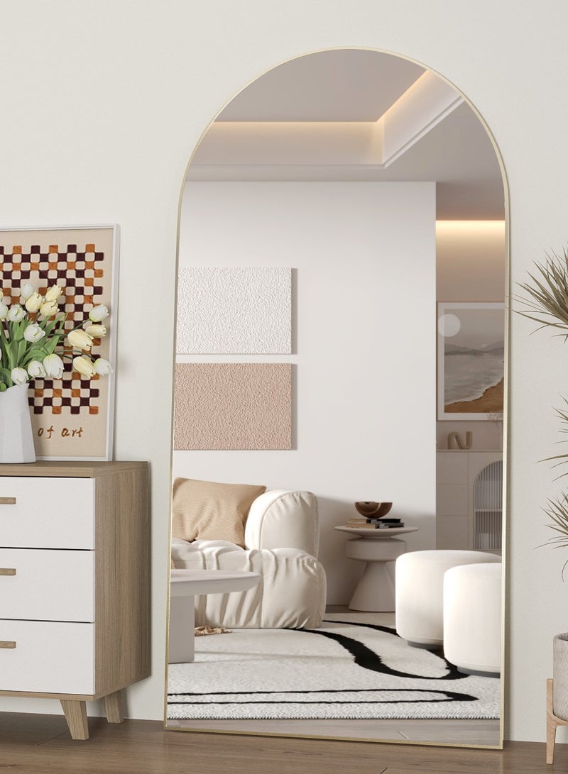 CASSILANDO Full Length Mirror 180x80cm Arch Floor Mirror with Stand Arched Mirror Full Body Mirror Black Standing Hanging or Leaning Against Wall for Bedroom - Image 5
