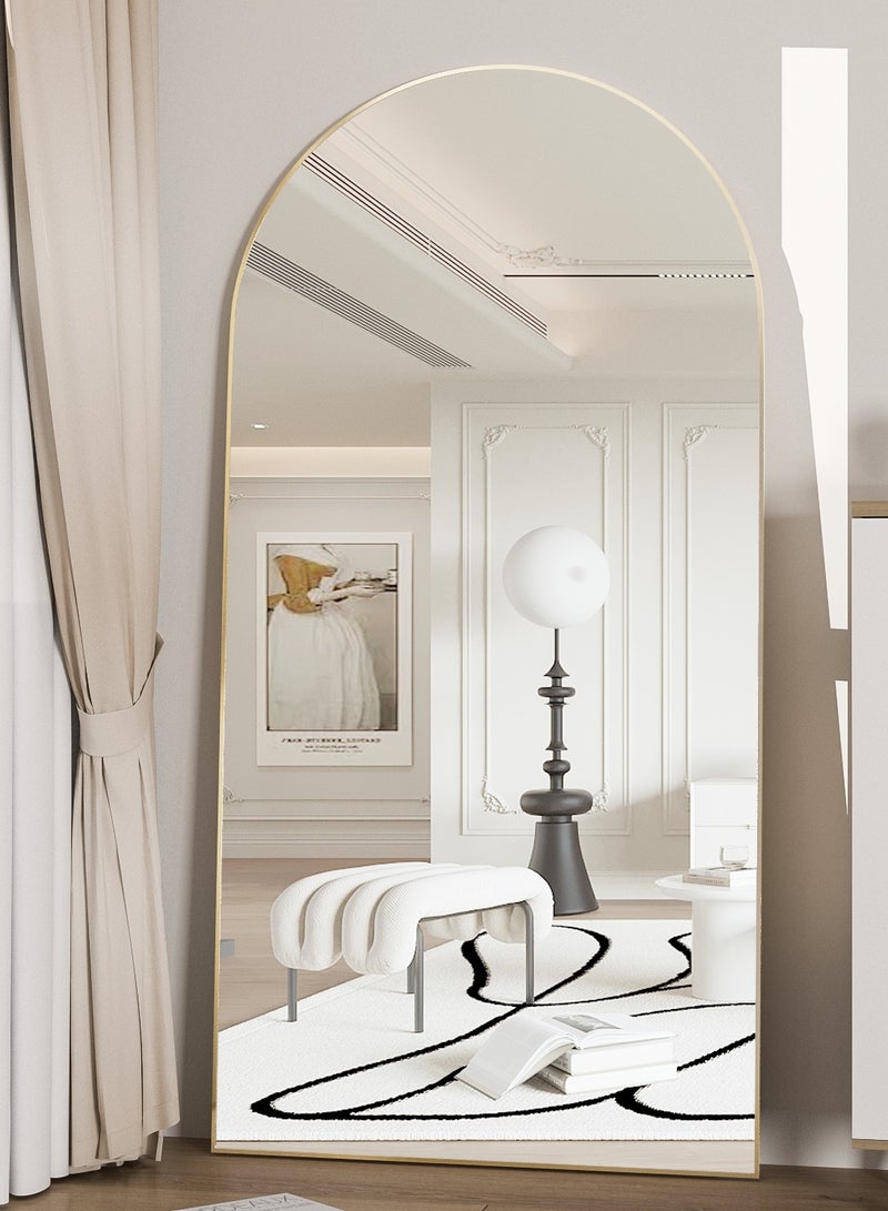 CASSILANDO Full Length Mirror 180x80cm Arch Floor Mirror with Stand Arched Mirror Full Body Mirror Black Standing Hanging or Leaning Against Wall for Bedroom - Image 3