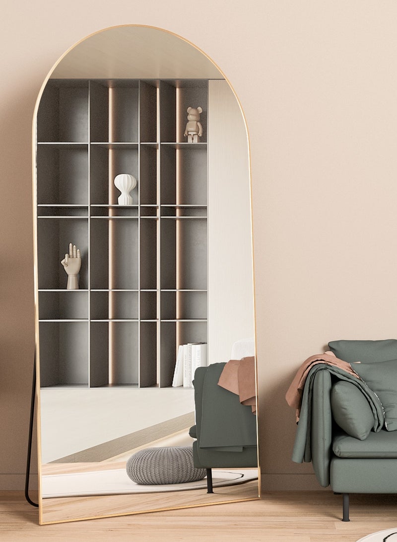 CASSILANDO Full Length Mirror 180x80cm Arch Floor Mirror with Stand Arched Mirror Full Body Mirror Black Standing Hanging or Leaning Against Wall for Bedroom - Image 4