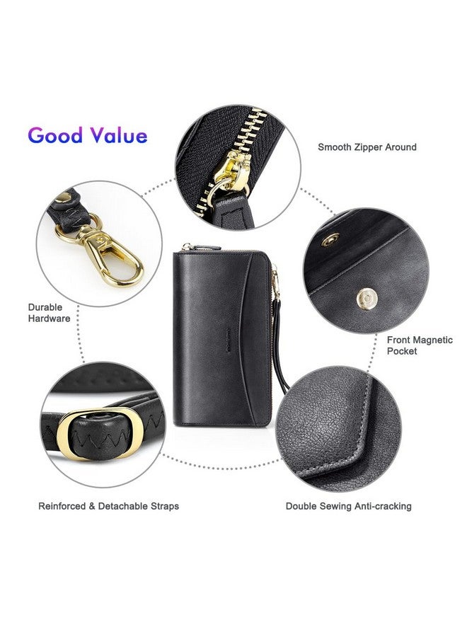 nuoku Womens RFID Wallet Purse Wristlet Crossbody Clutch with Zip Around 2 Strap - Image 4