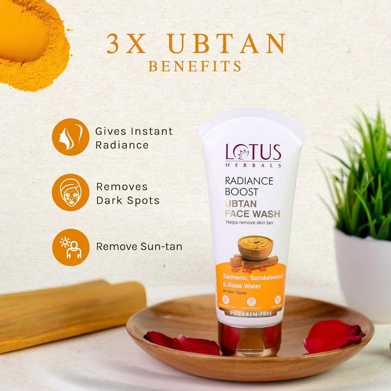 LOTUS HERBALS Lotus Herbals Radiance Boost Ubtan Face Cream SPF 20 50gFace Wash 100gFace Mask 100g pack of 3 250g - Image 3