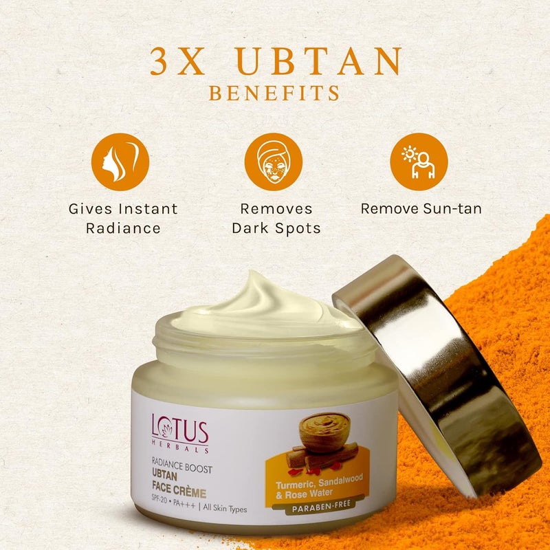 LOTUS HERBALS Lotus Herbals Radiance Boost Ubtan Face Cream SPF 20 50gFace Wash 100gFace Mask 100g pack of 3 250g - Image 2