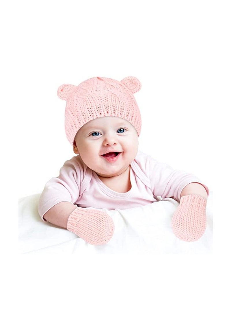 SYOSI Newborn Winter Beanie Hat Gloves Set for Baby Girls Boys, Infant Toddler Warm Knitted Hat Gloves, Unisex-Baby Beanies  - Image 4