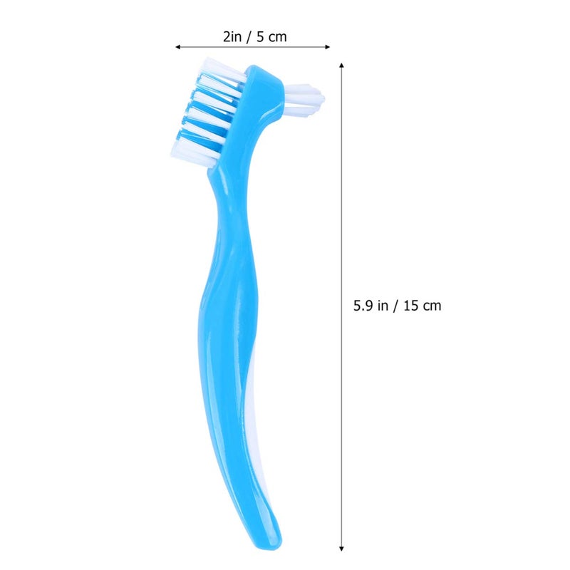 Denture Toothbrush Set 6Pcs Double Ended Non Slip Handle for False Teeth Cleaning Care - Image 3