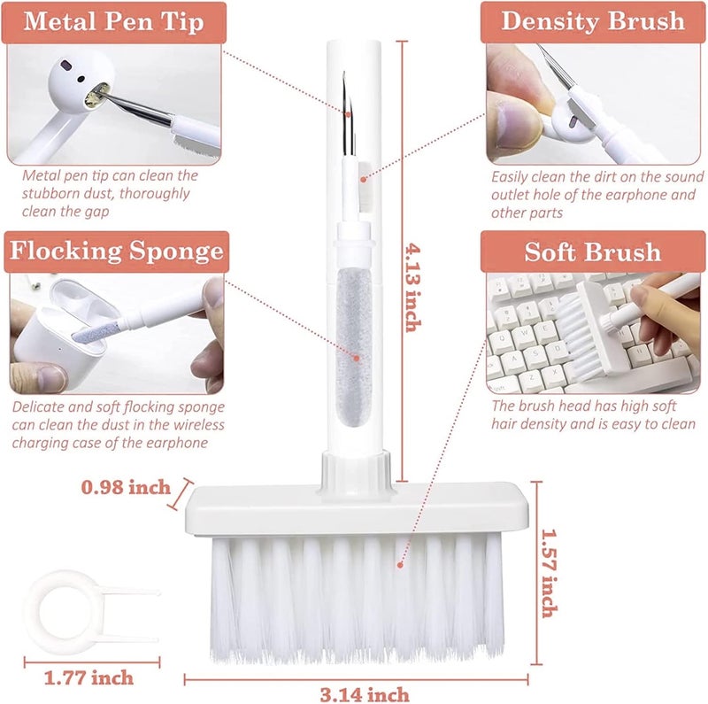 Spaceshoop Keyboard & Earphone Cleaner 5 in 1, Multifunctional in-Ear Headphones Cleaning Brush Computer Cleaning Tools Kit Corner Gap Duster Keycap Puller for Laptop Airpods Pro Bluetooth Earphones - Image 3