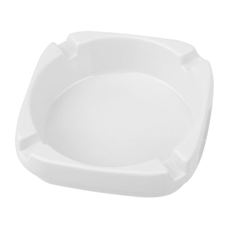Outdoor White Square Smoking Ashtray With Lid Lightweight Imitation Porcelain Design - Image 2