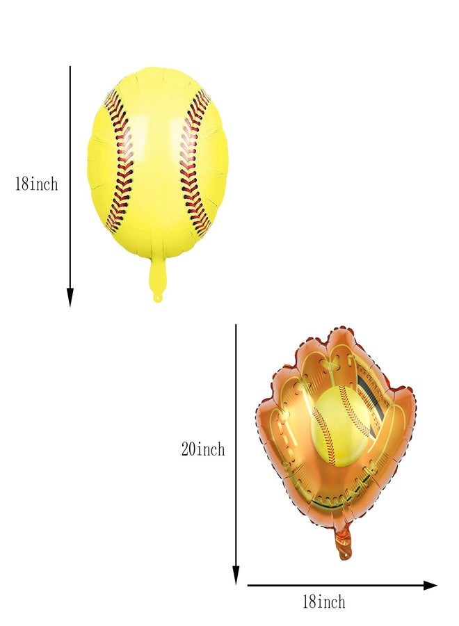 CSTYWC 10PC Softball Foil Balloons: 5x18" Inch, 5x20" Inch Softball Glove Balloons - Yellow, Baseball Themed - Birthday Party Supplies - Image 4