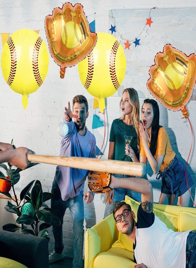 CSTYWC 10PC Softball Foil Balloons: 5x18" Inch, 5x20" Inch Softball Glove Balloons - Yellow, Baseball Themed - Birthday Party Supplies - Image 3