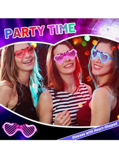 نيبمينينت Light-up LED Glasses, 5 Pack Heart Shape Toys Party Favors Glow In The Dark Supplies Shutter Shades Sunglasses Luminous Neon in the for Adult Kids  - Image 4