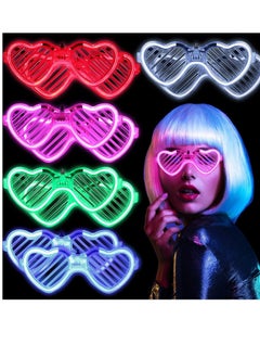 نيبمينينت Light-up LED Glasses, 5 Pack Heart Shape Toys Party Favors Glow In The Dark Supplies Shutter Shades Sunglasses Luminous Neon in the for Adult Kids  - Image 1