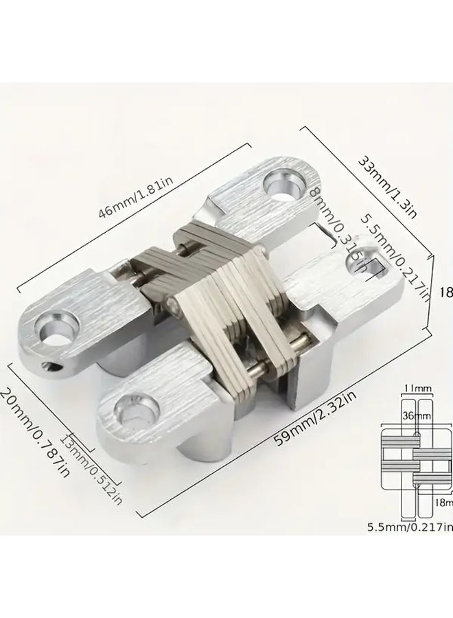 2Pcs Heavy Duty Stainless Steel Invisible Hinges Silver Finish For Wooden Boxes Interior Doors - Image 2