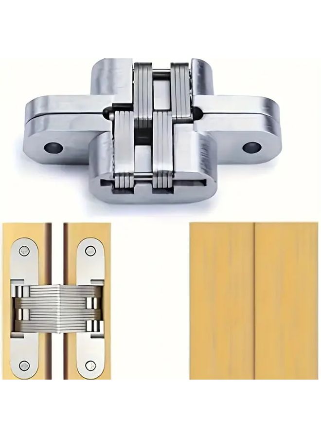 2Pcs Heavy Duty Stainless Steel Invisible Hinges Silver Finish For Wooden Boxes Interior Doors - Image 3