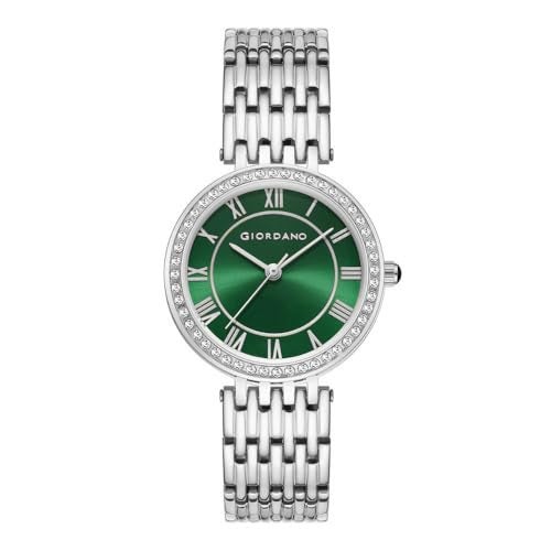 Giordano Eleganza Collection Watch for Women with Stainless Steel Strap and Crystal Embellished Bezel, Roman Numerals - Image 1