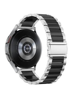 O Ozone Metal Band For Samsung Galaxy Watch 7 6 5 4 FE 40mm 44mm 45mm/Galaxy Watch 6 4 Classic 43mm 47mm 42mm 46mm Stainless Steel Strap -SilverBlack  - Image 1