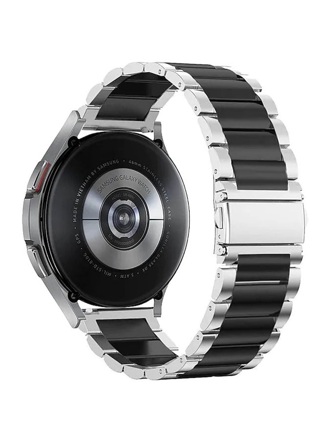O Ozone Metal Band For Samsung Galaxy Watch 7 6 5 4 FE 40mm 44mm 45mm/Galaxy Watch 6 4 Classic 43mm 47mm 42mm 46mm Stainless Steel Strap -SilverBlack  - Image 1