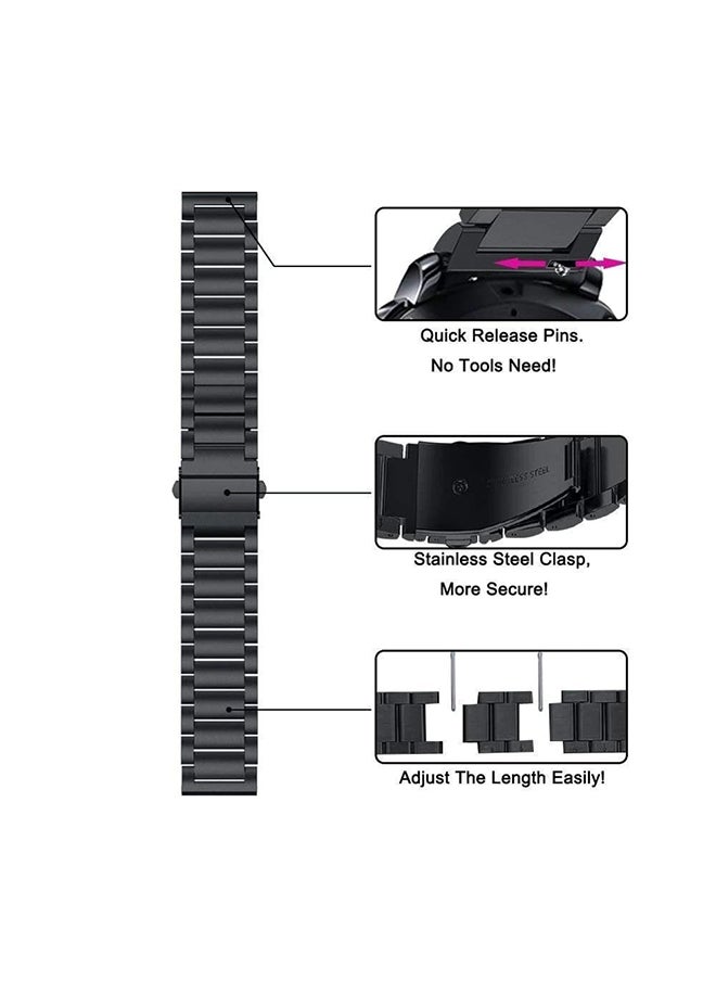 O Ozone Metal Band For Samsung Galaxy Watch 7 6 5 4 FE 40mm 44mm 45mm/Galaxy Watch 6 4 Classic 43mm 47mm 42mm 46mm Stainless Steel Strap -SilverBlack  - Image 5