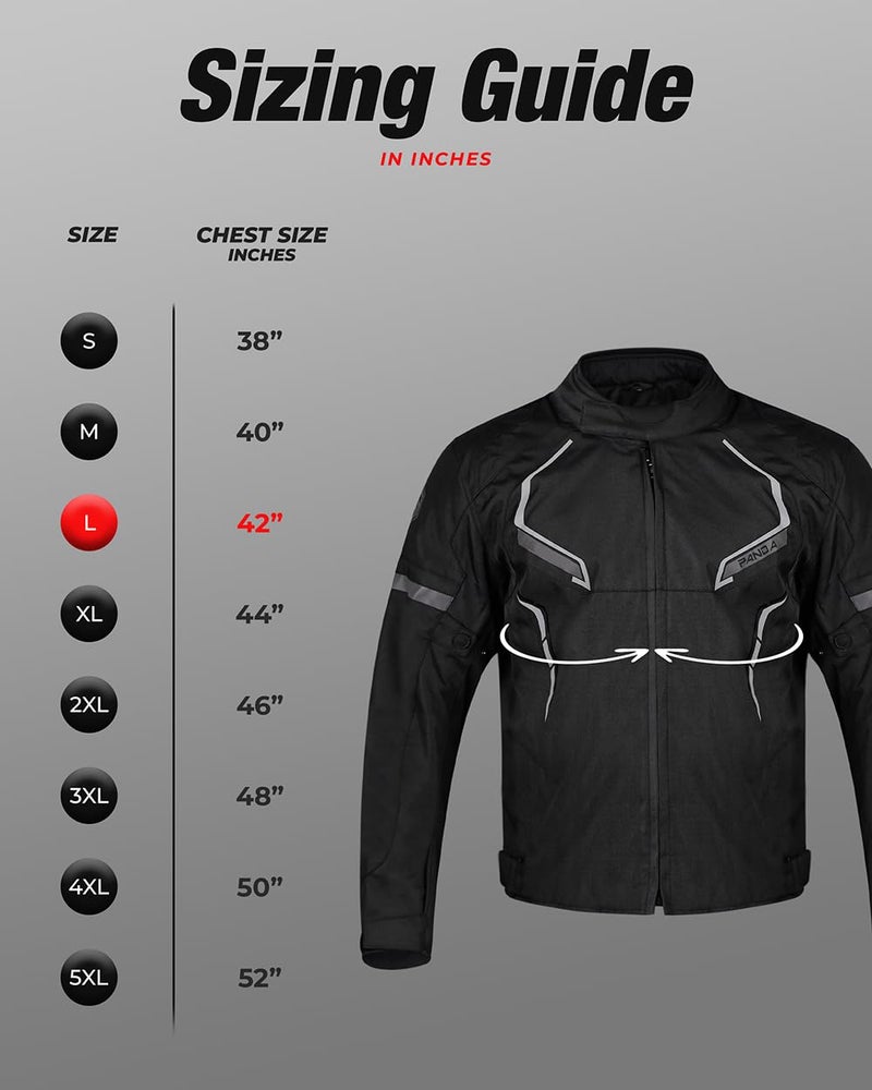 PANDA CYCLE GEAR Motorcycle Jacket for Men & Women All Weather Impact Armored Dual Sports Enduro Motocross ATV Riding Motorbike Touring Jacket (US, Alpha, X-Large, Regular, Regular, ALL BLACK) - Image 5