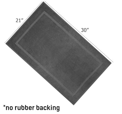COTTON CRAFT Bath Mats - 2 Pack 100% Cotton 21x30 Inches - Ultra Absorbent - Plush 900 GSM - Banded Border Luxury Towel Rug - Step Out Tub Shower Floor Mat -Not a Bathroom Rug - Charcoal Grey - Image 3