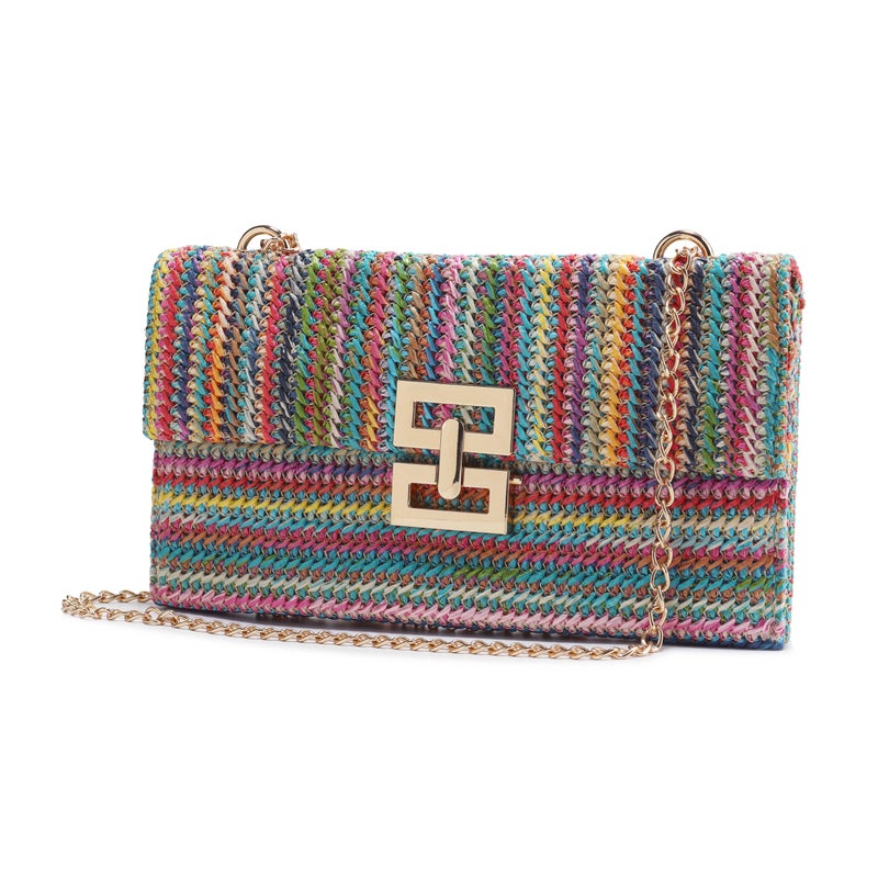 Gionforsy Women Straw Clutch Purses Summer Bags Beach Purse Bag Boho Shoulder Bag Crossbody for Vacation (Colorful) - Image 1