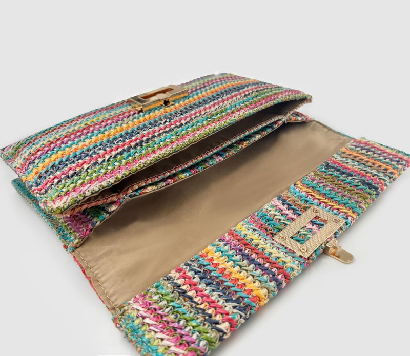 Gionforsy Women Straw Clutch Purses Summer Bags Beach Purse Bag Boho Shoulder Bag Crossbody for Vacation (Colorful) - Image 5