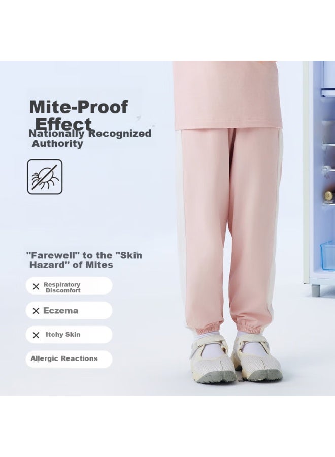 Threegun Children'S Cool Feeling Ice Spring Cotton 3A Antibacterial Boys And Girls Single Pants Long Pants 165 Pink