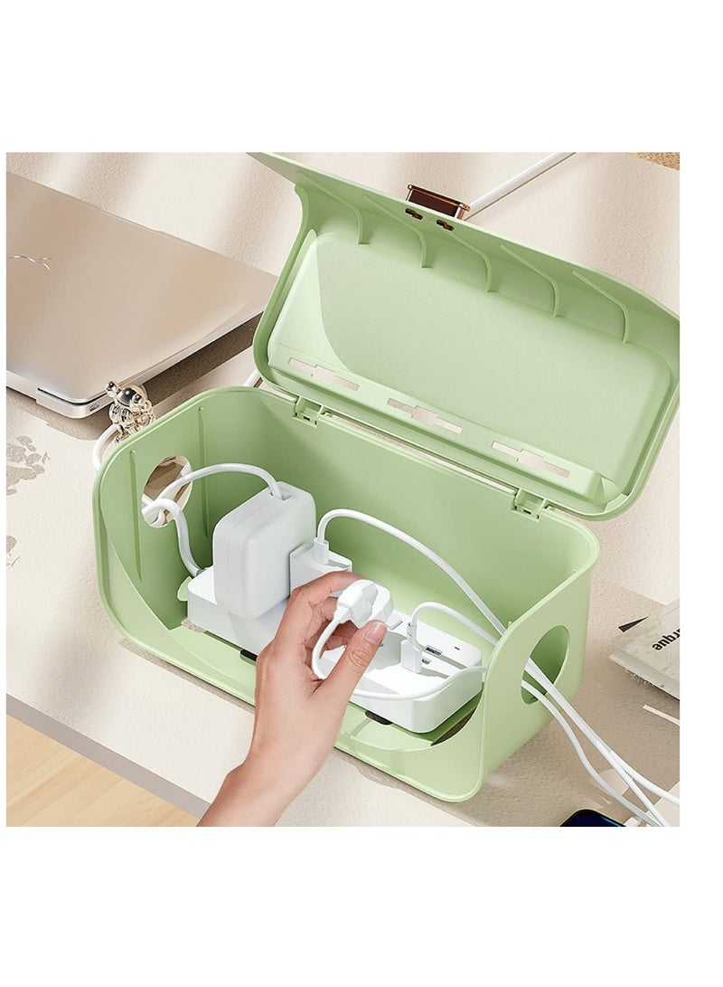 Cable Management Box Small Cord Organizer Box Insulated Cable Storage Box for TV Computer Laptop Power Strips Fashionable Power Strip Box for Home Office Green  - Image 1