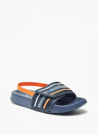 Kappa Boys' Logo Print Slides with Elasticated Backstrap