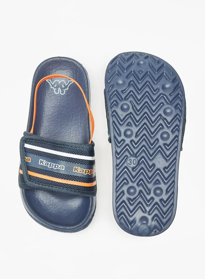 كابا Boys' Logo Print Slides with Elasticated Backstrap