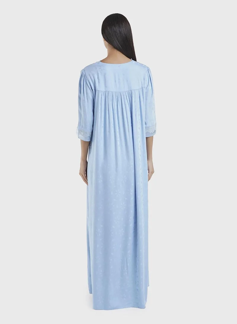 Kashkha  Viscose Jacquard Hexagon Self-Print Nightwear Dress (CNH458) for Women | Best Price UAE