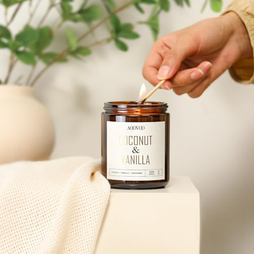 AOOVOO Coconut Vanilla Candles - 9 oz Scented Candles, Aromatherapy Candle, Soy Candle for Home Scented - Image 5