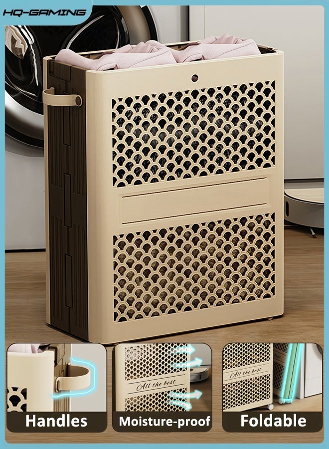 HQ-GAMING Laundry Baskets, Collapsible Laundry Hamper, Foldable Laundry Bin, Freestanding Breathrable Clothes Hamper with Easy Carry Handles in Laundry Room Bedroom Bathroom College Dorm - Image 1