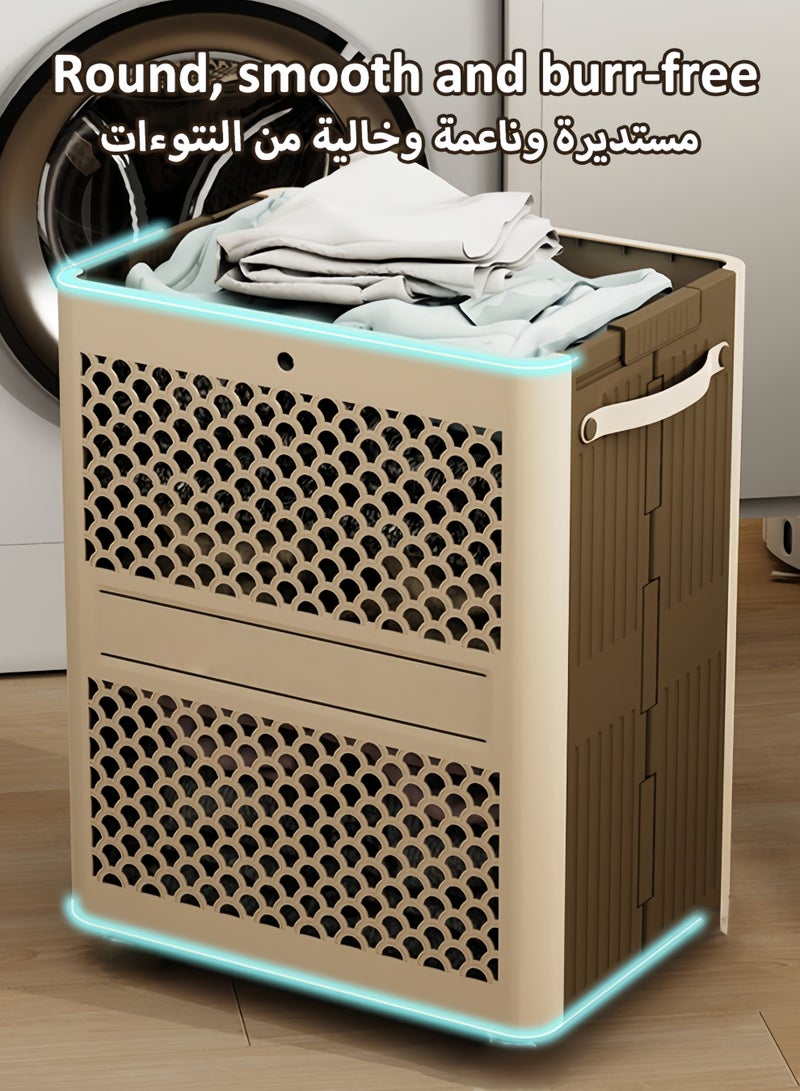 HQ-GAMING Laundry Baskets, Collapsible Laundry Hamper, Foldable Laundry Bin, Freestanding Breathrable Clothes Hamper with Easy Carry Handles in Laundry Room Bedroom Bathroom College Dorm - Image 4