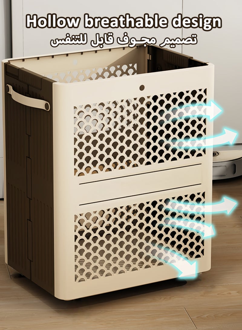 HQ-GAMING Laundry Baskets, Collapsible Laundry Hamper, Foldable Laundry Bin, Freestanding Breathrable Clothes Hamper with Easy Carry Handles in Laundry Room Bedroom Bathroom College Dorm - Image 3