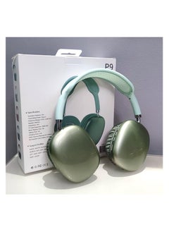 P9 Wireless Bluetooth Over-Ear Stereo Gaming Headphones for Laptops, Mobiles, and Computers, Memory Card Support - Green