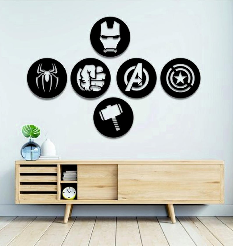 AD INFINITUM® Wooden Wall Art Hanging | Black Designed Wooden Decor Sculptures | Black Wall Art Decoration for Contemporary Home, Bedroom, Living Room, Office etc. (Avengers_1) - Image 2