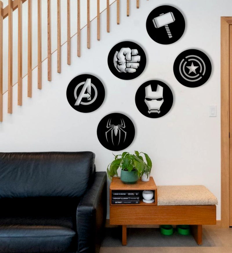 AD INFINITUM® Wooden Wall Art Hanging | Black Designed Wooden Decor Sculptures | Black Wall Art Decoration for Contemporary Home, Bedroom, Living Room, Office etc. (Avengers_1) - Image 1
