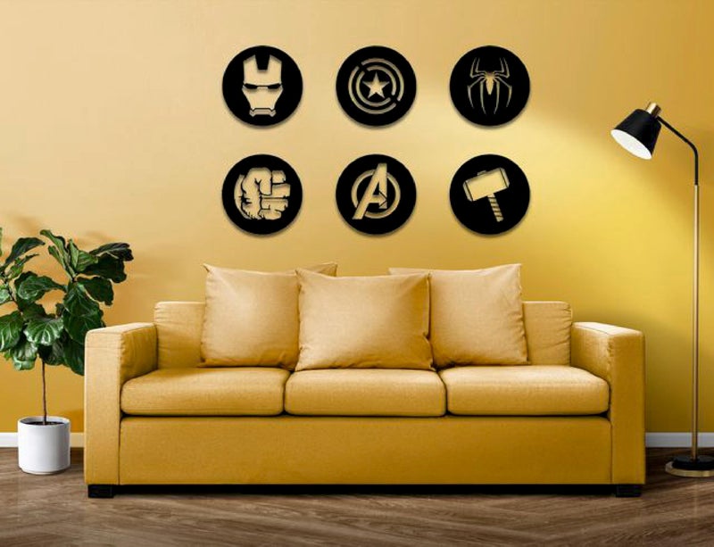 AD INFINITUM® Wooden Wall Art Hanging | Black Designed Wooden Decor Sculptures | Black Wall Art Decoration for Contemporary Home, Bedroom, Living Room, Office etc. (Avengers_1) - Image 3
