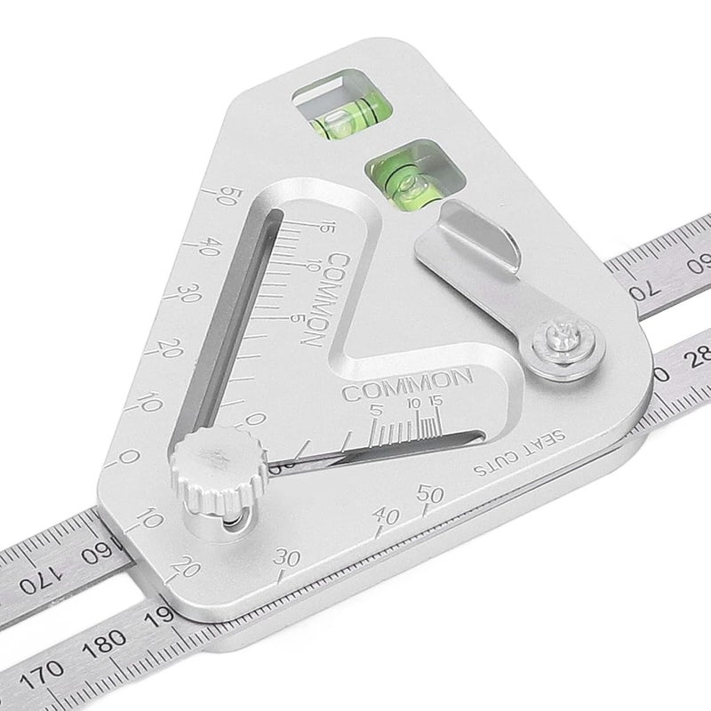 Woodworking Triangular Rule, Stainless Steel Plastic Woodworking Triangular Ruler, Horizontal Bubble Triangular Ruler for Woodworking Measurement, ANKROYU0bkh92tziy - Image 4