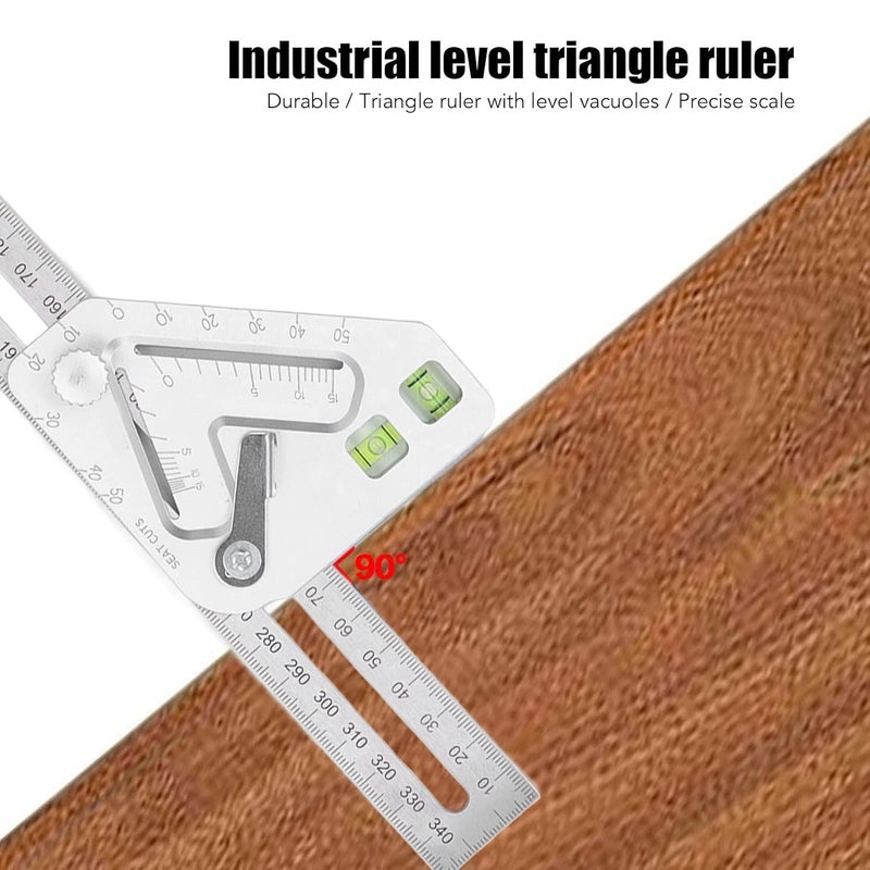 Woodworking Triangular Rule, Stainless Steel Plastic Woodworking Triangular Ruler, Horizontal Bubble Triangular Ruler for Woodworking Measurement, ANKROYU0bkh92tziy - Image 2