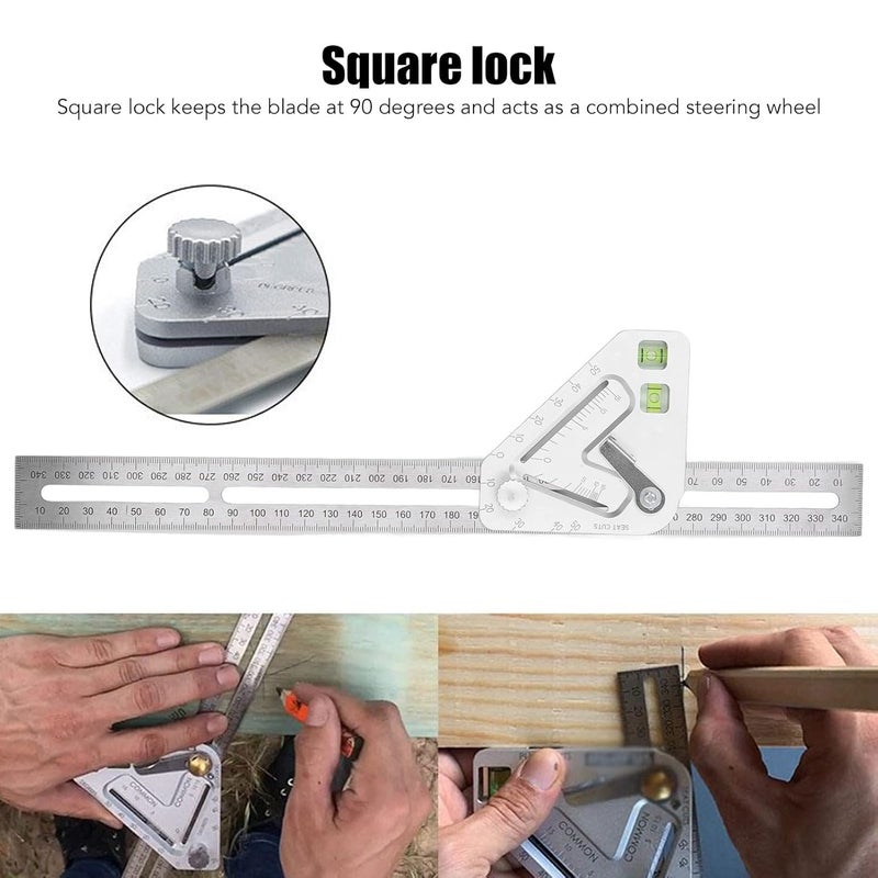 Woodworking Triangular Rule, Stainless Steel Plastic Woodworking Triangular Ruler, Horizontal Bubble Triangular Ruler for Woodworking Measurement, ANKROYU0bkh92tziy - Image 3