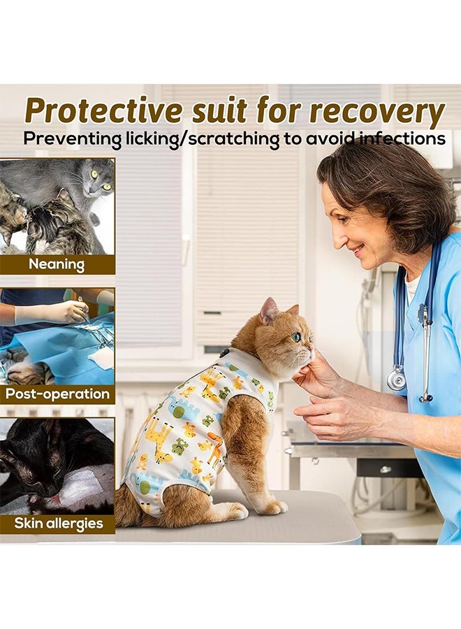 بدلة تعافي القطط للسيدات، ملابس قطط قابلة للتنفس بعد الجراحة للإناث والذكور لمنع لعق جروح البطن، ملابس للقطط بعد الجراحة (L) - Image 2