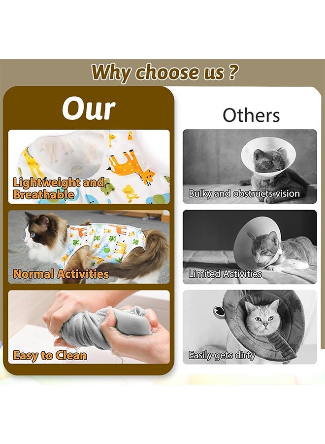 بدلة تعافي القطط للسيدات، ملابس قطط قابلة للتنفس بعد الجراحة للإناث والذكور لمنع لعق جروح البطن، ملابس للقطط بعد الجراحة (L) - Image 5