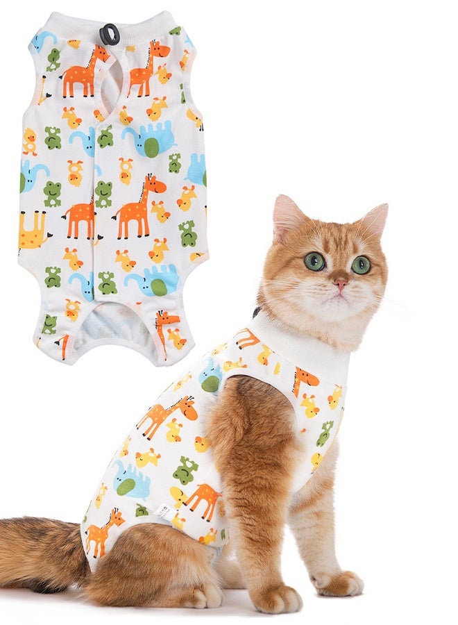 بدلة تعافي القطط للسيدات، ملابس قطط قابلة للتنفس بعد الجراحة للإناث والذكور لمنع لعق جروح البطن، ملابس للقطط بعد الجراحة (L) - Image 1
