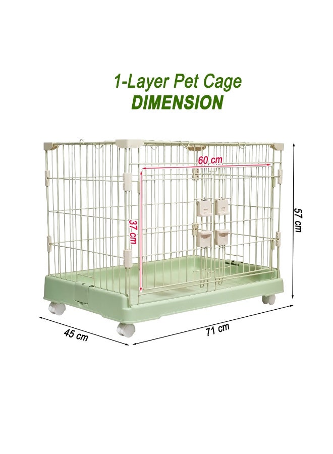 NNC PETS Cat Kennel with Rolling Wheels, Spacious Design, Strong Metal Frame, Large Front Door, 71 cm Dog Cage, Rabbit Cage, Quick Assembly, Indoor-Outdoor Cat Crate, Ideal for small to medium Pets (Green) - Image 2
